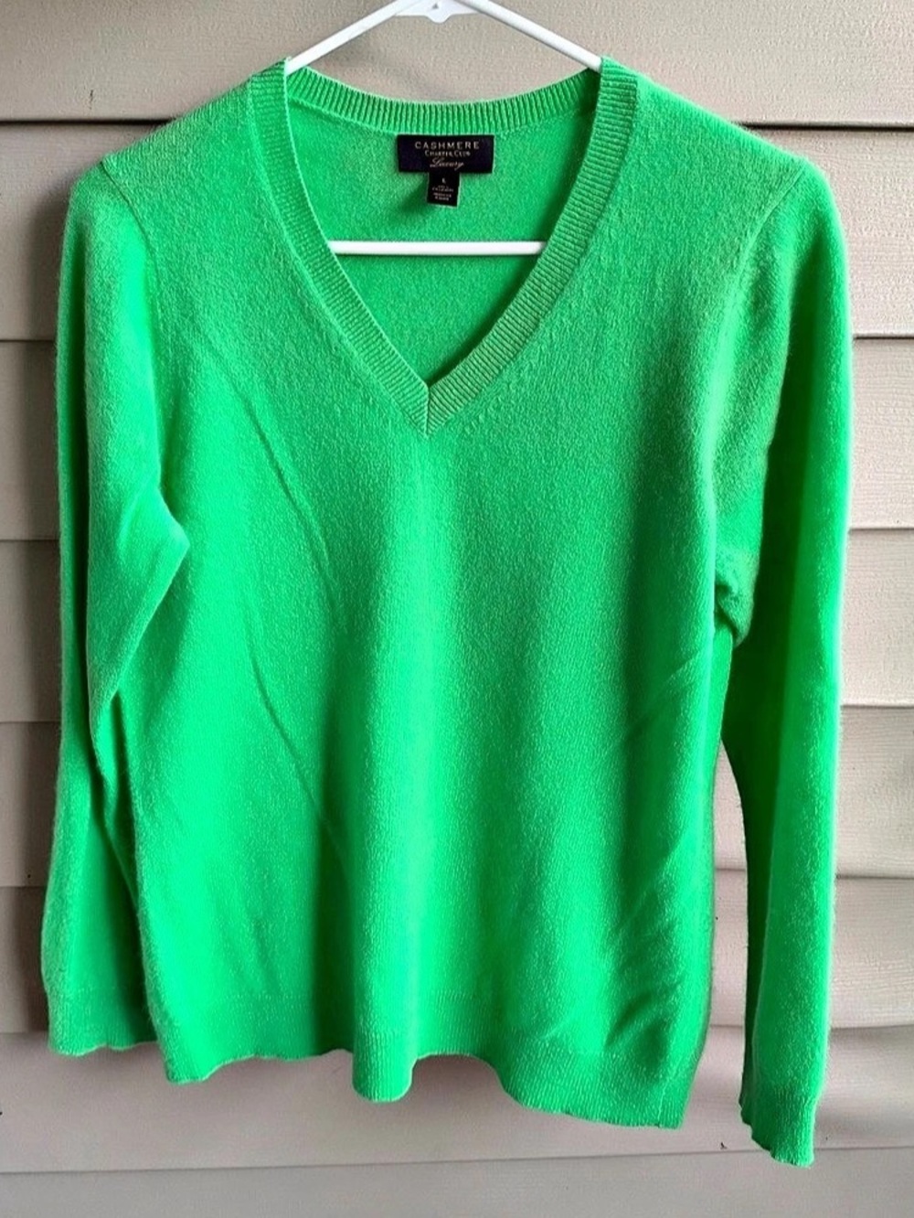 Cashmere Charter Club Sweater L Green Quiet Luxury Capsule Winter Layering